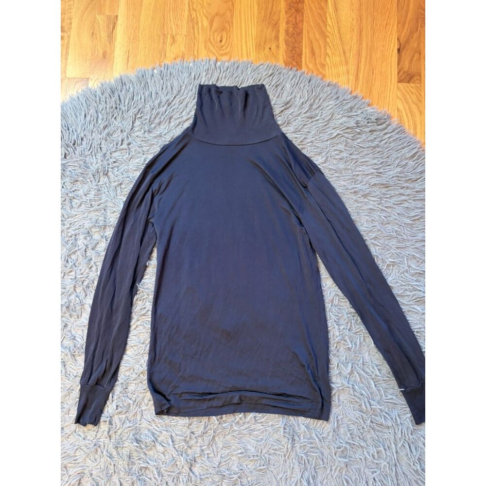 Land's End Navy 100% Silk Base Layer Turtleneck Top Size M